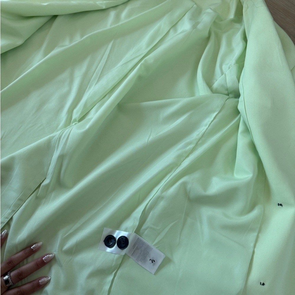 H&M Oversized Green Double Breasted Blazer Jacket Pockets Button Long Sleeve 2XS - Picture 4 of 7
